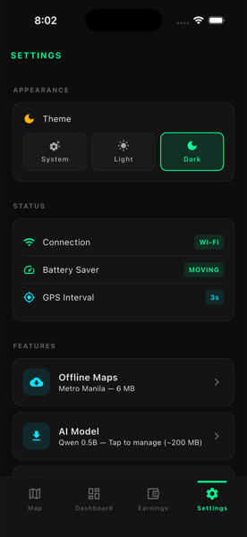 Arangkada AI — Settings screen